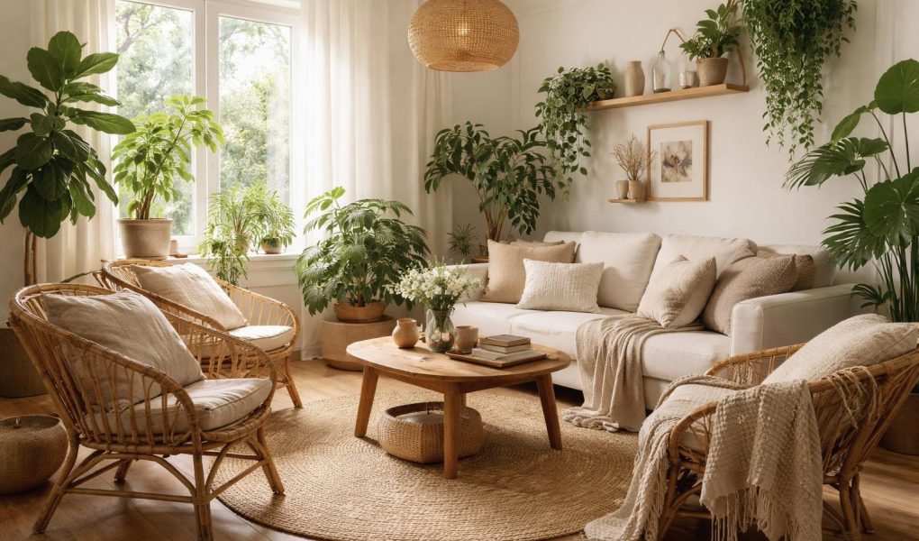 salon-chaleureux-fauteuils-rotin-plantes