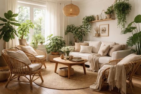 salon-chaleureux-fauteuils-rotin-plantes