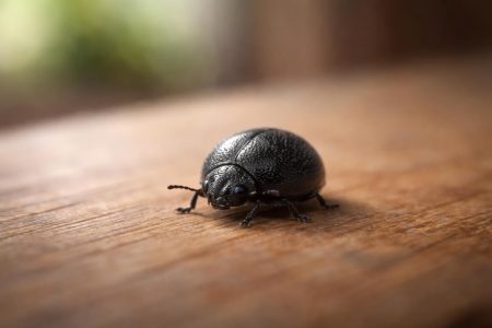 insecte-noir-rond-surface-bois