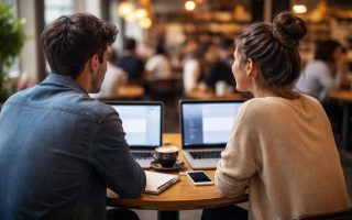 personnes-table-cafe-ordinateurs-discussion