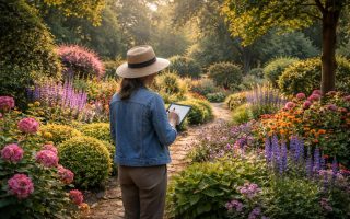 jardin-fleurs-arbres-personne-tablette