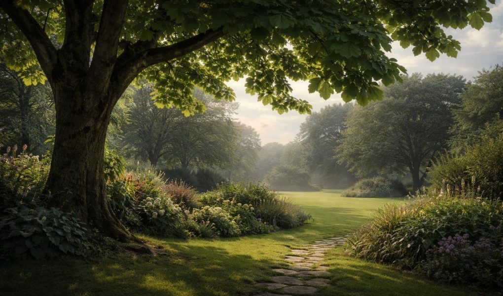 jardin-arbore-catalpa-ciel-nuageux