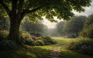 jardin-arbore-catalpa-ciel-nuageux