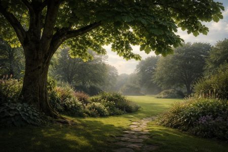 jardin-arbore-catalpa-ciel-nuageux