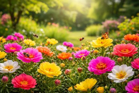 jardin-ensoleille-pourpier-fleurs-insectes
