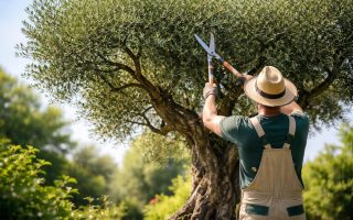 jardinier-taillant-olivier-ciel-bleu