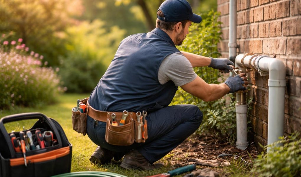 technicien-travail-canalisation-jardin