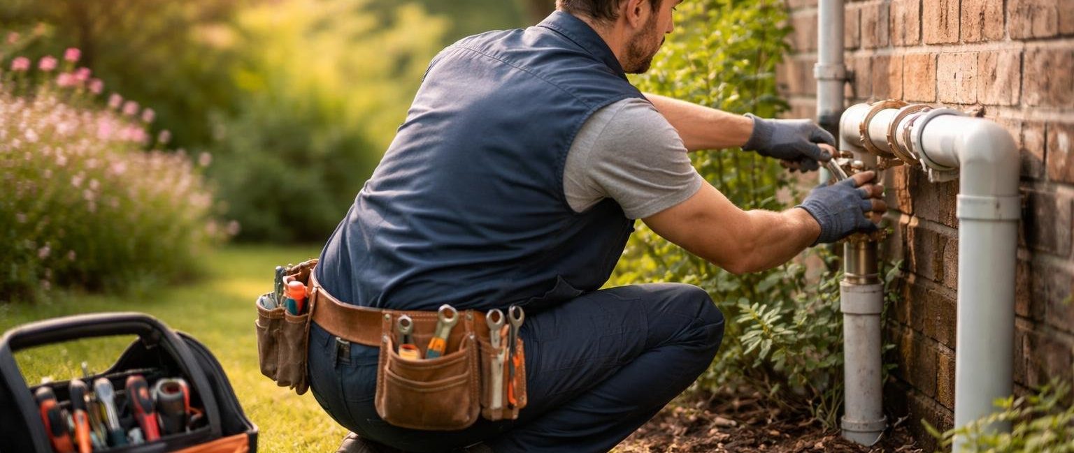technicien-travail-canalisation-jardin