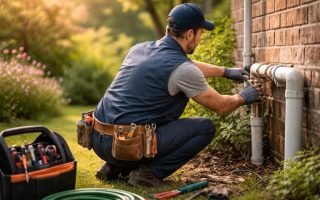 technicien-travail-canalisation-jardin