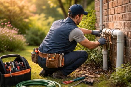 technicien-travail-canalisation-jardin